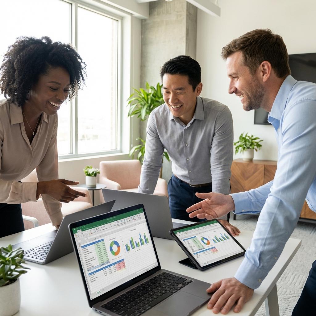 Team collaborating in cloud workspace